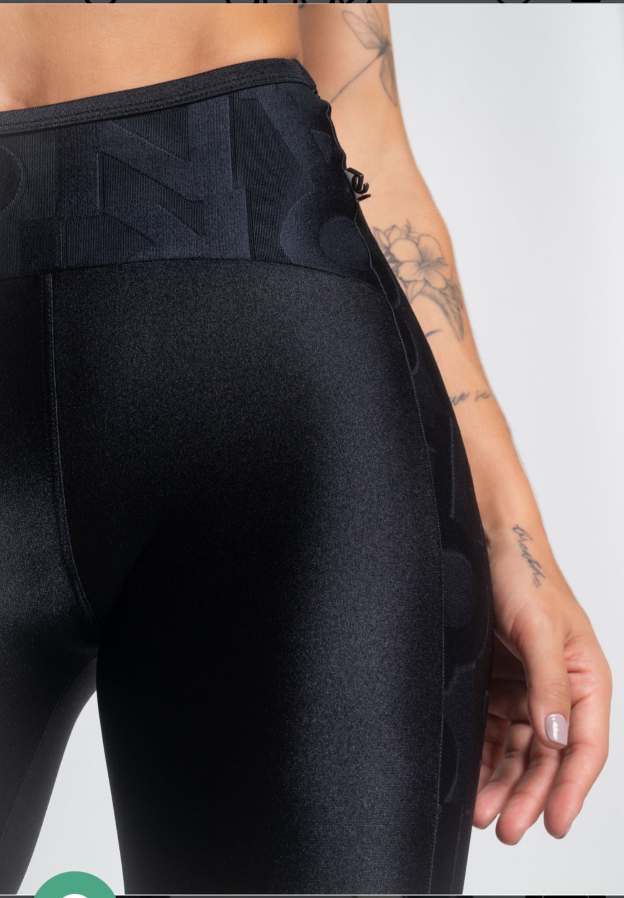 Black Legging Pants With Glitter and Flip Texture