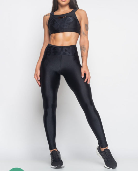 Black Legging Pants With Glitter and Flip Texture