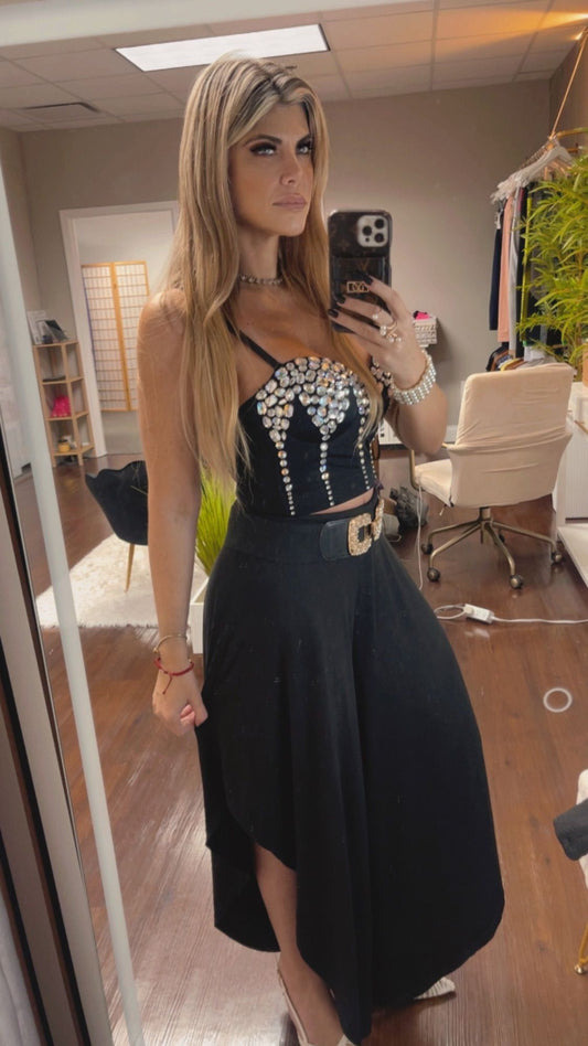 Crystal-Embellished Top | Black