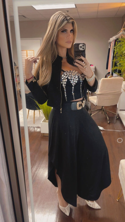 Crystal-Embellished Top | Black