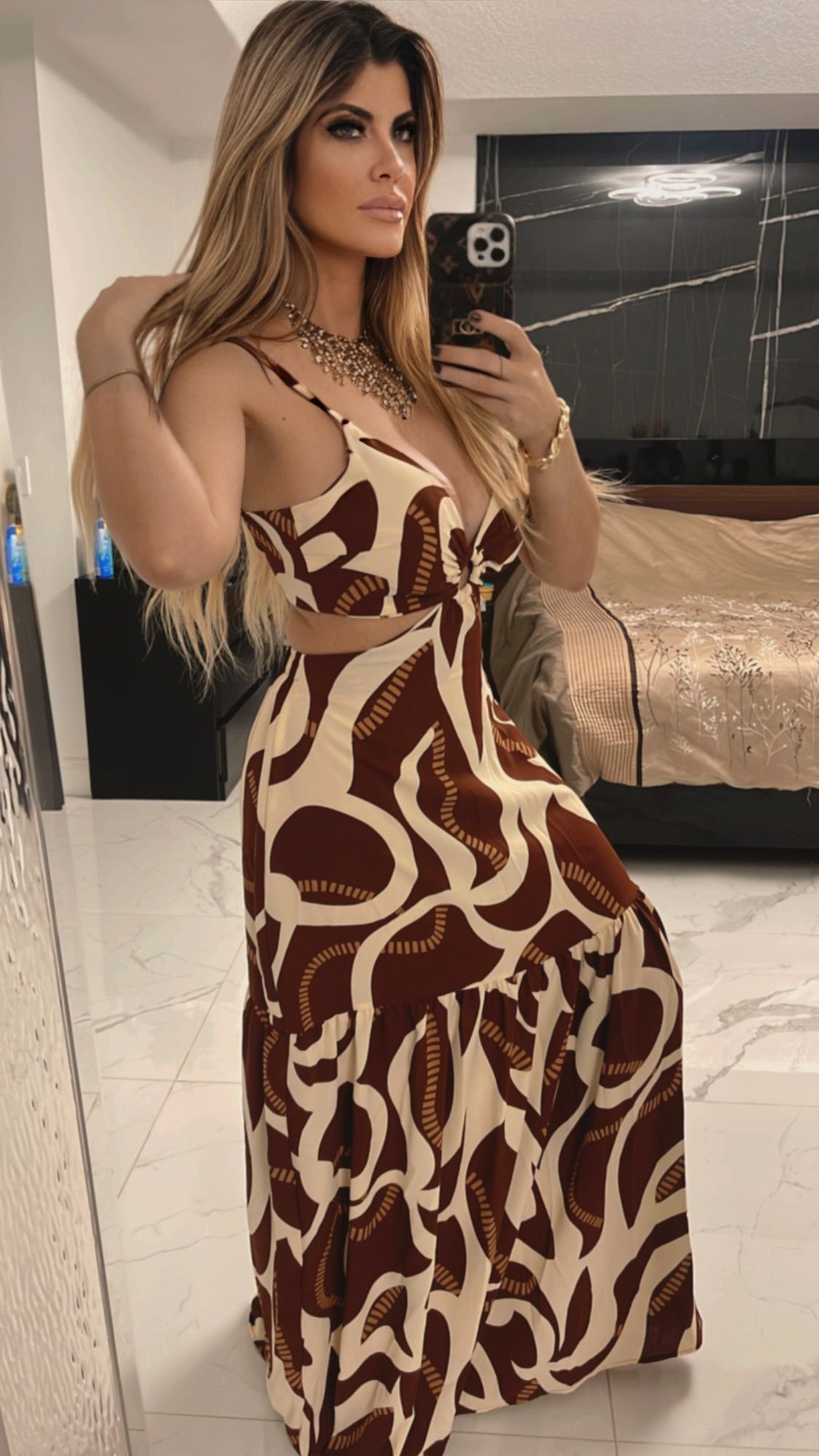 Crepe Dress - Brown