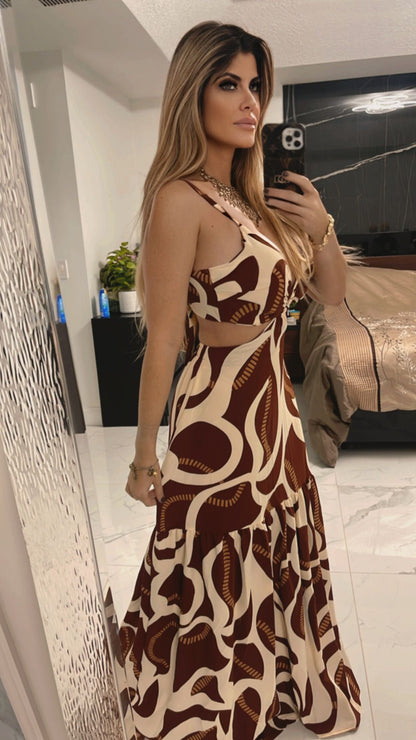 Crepe Dress - Brown