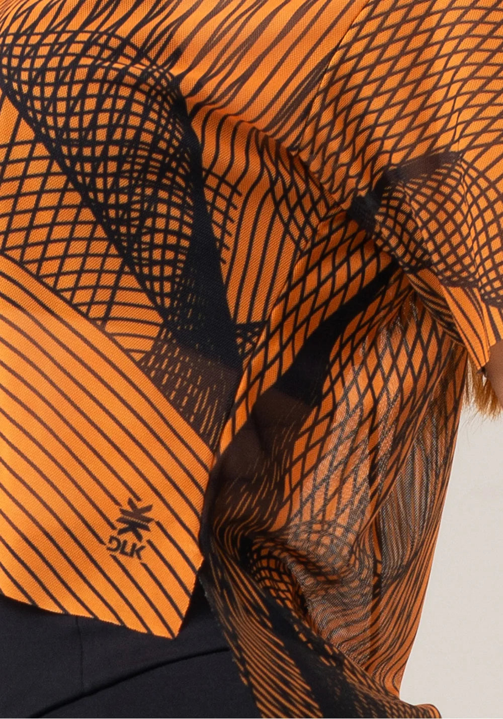 Women’s Sheer Mesh Top – Orange Print – Printed