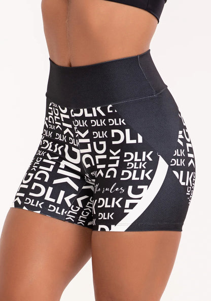 Women’s Fitness Set – Black Crossback Top & Black & White Printed Shorts – Intense