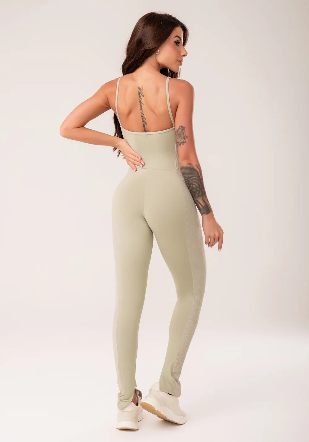 Olive Women’s Fitness Jumpsuit with Side Cutout – Harmony
