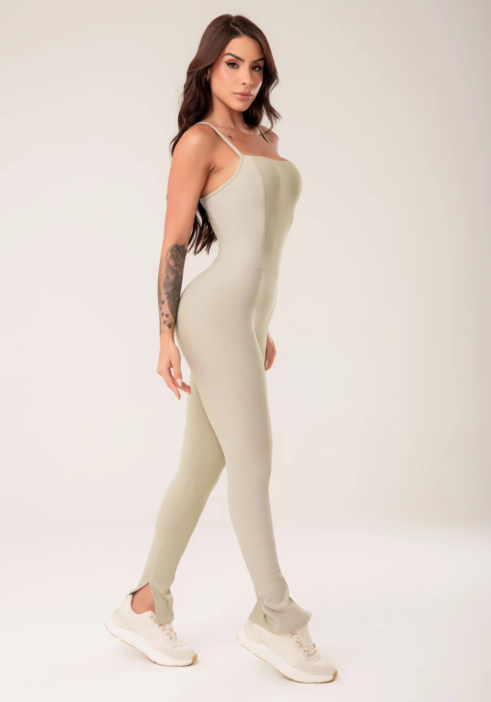 Olive Women’s Fitness Jumpsuit with Side Cutout – Harmony