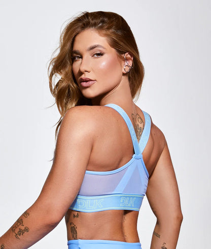 Women’s Fitness Set – Blue Activity Top with Back Mesh & Side-Elastic Shorts