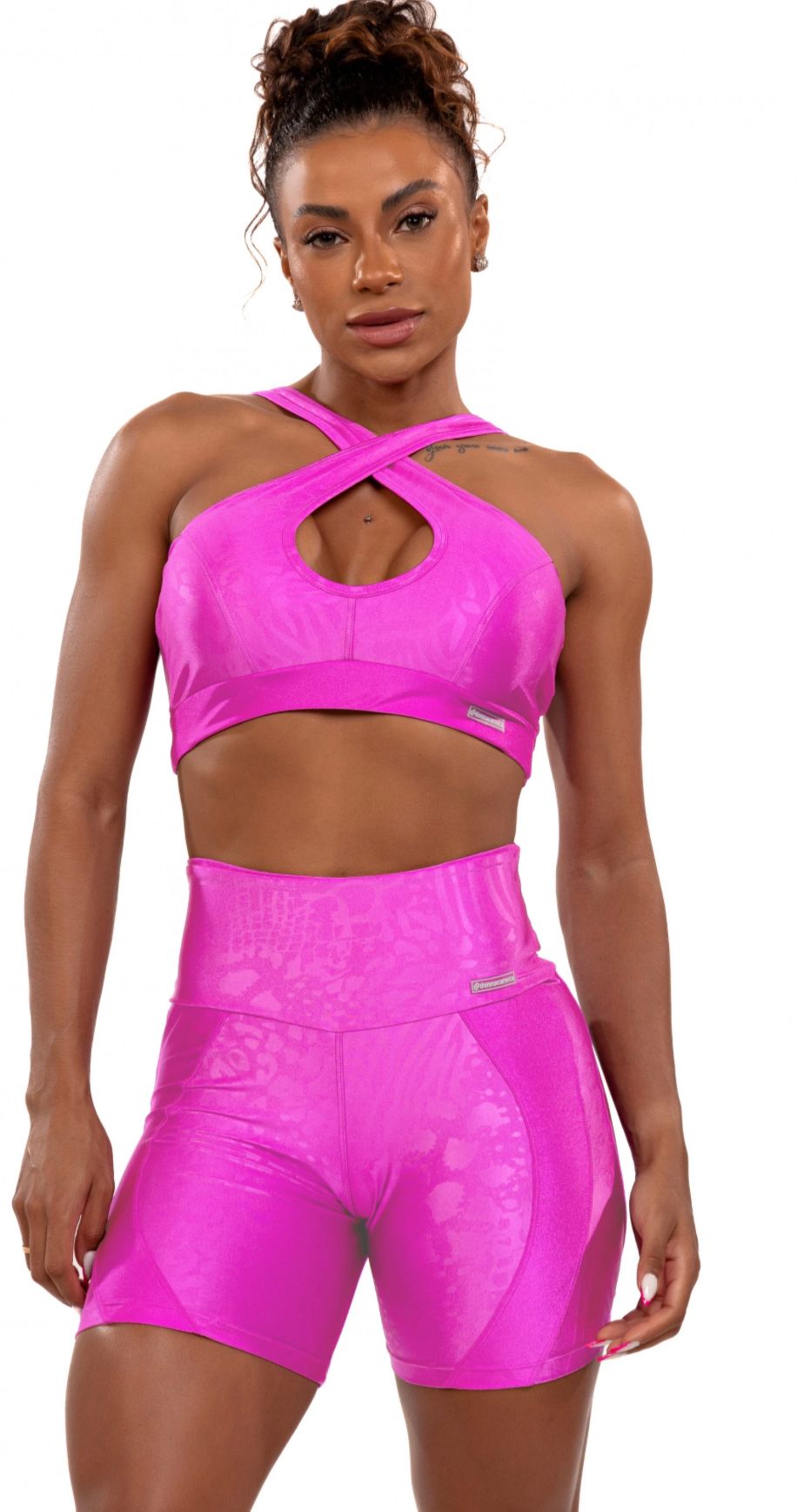 Pink Transferred Top In Platinum Fabric Whit Bojo