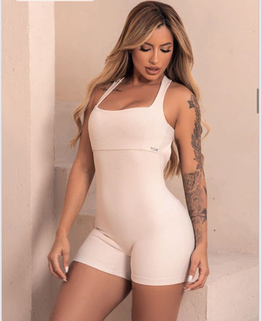 RIBBED NUDE JUMPSUIT