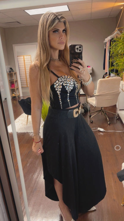 Crystal-Embellished Top | Black