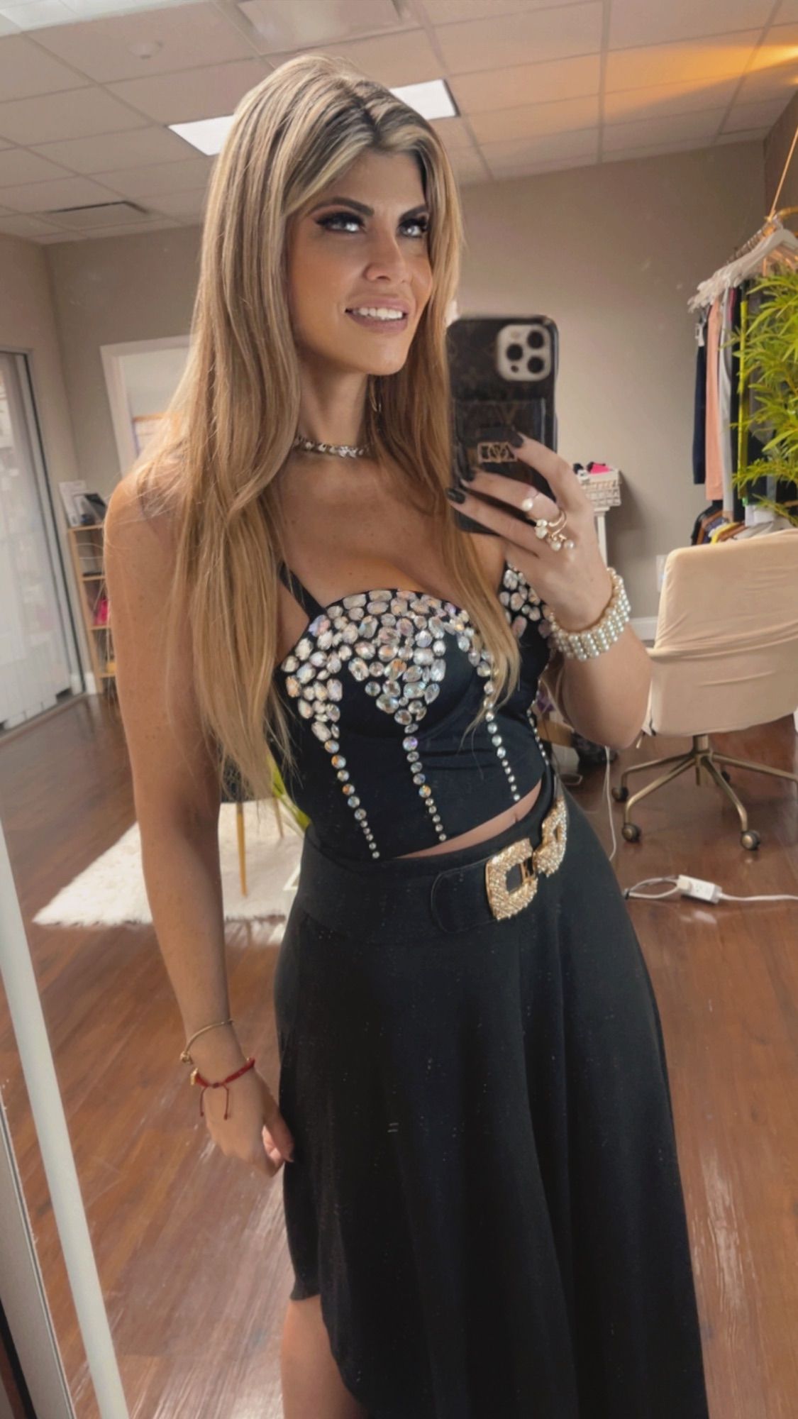 Crystal-Embellished Top | Black