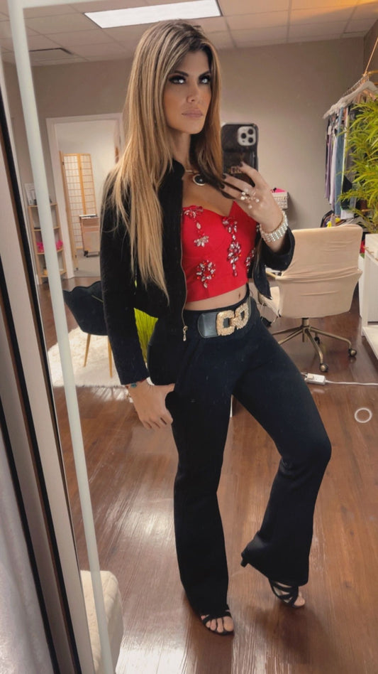 Crystal-Embellished Top | Red