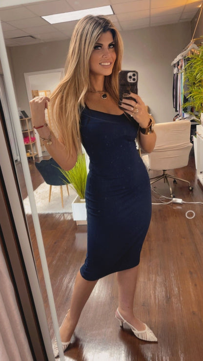 Navy Blue Midi Dress