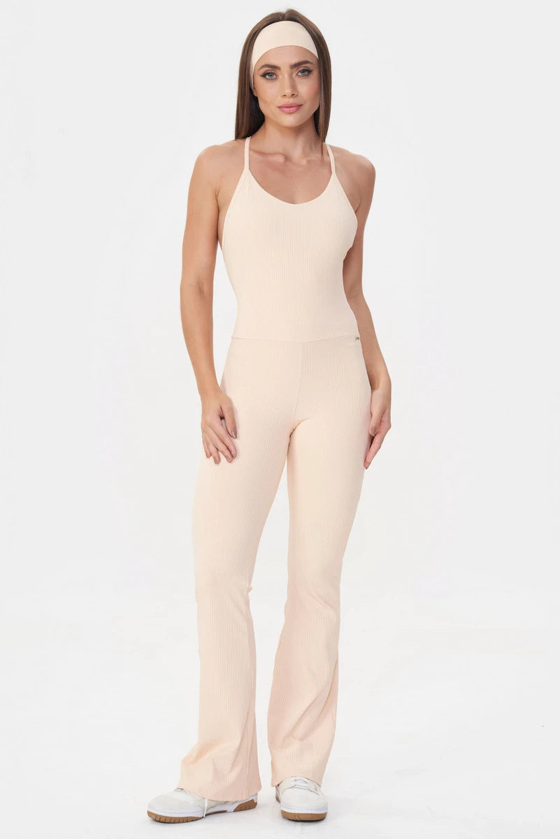 Flare Jumpsuit Comfort Rib Soft Peach