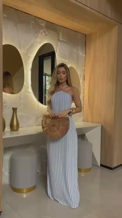 Santorini Striped Long Dress